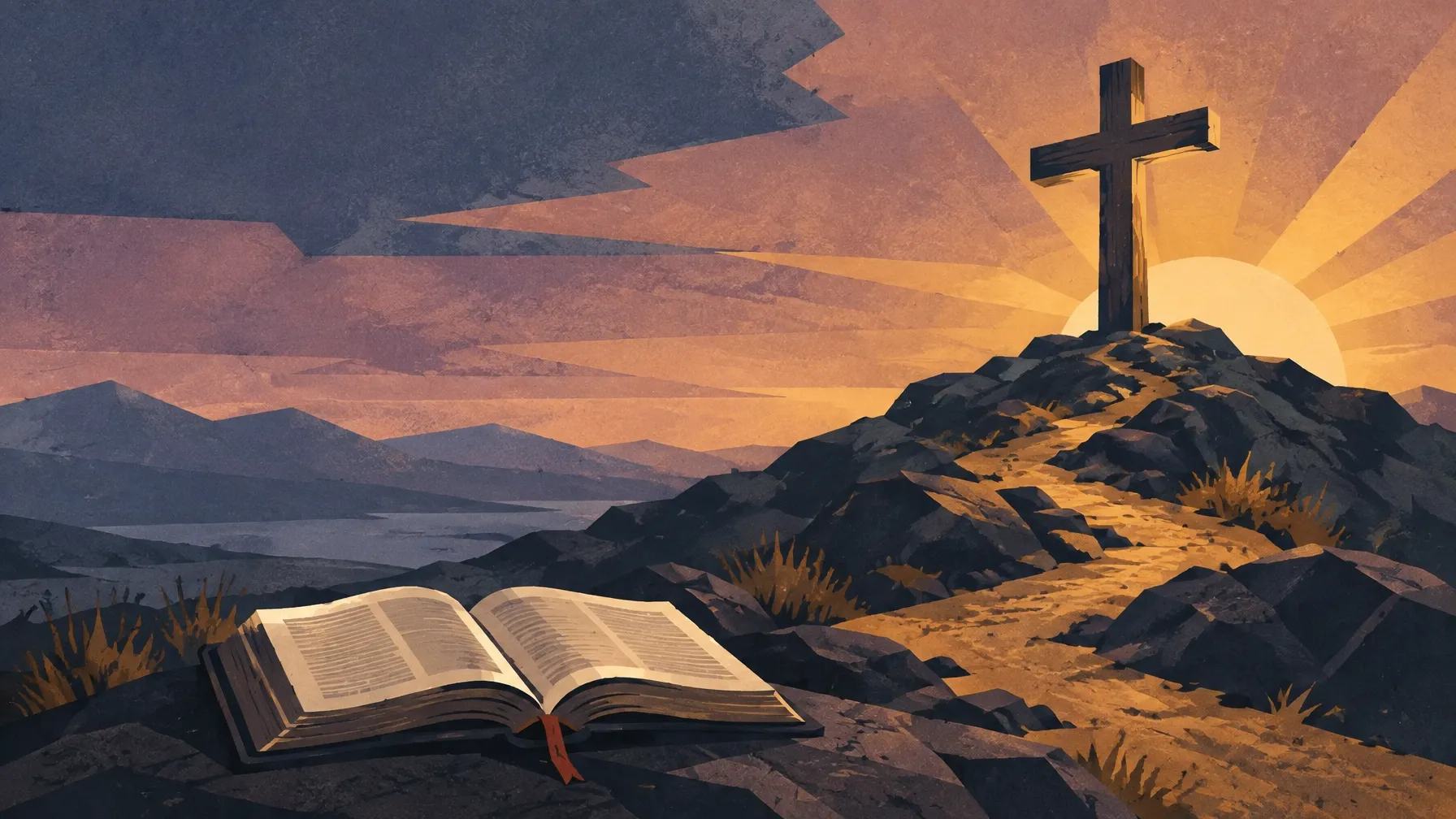 A solitary cross on a rugged hill at first light, symbolizing repentance, grace, urgency, and surrender